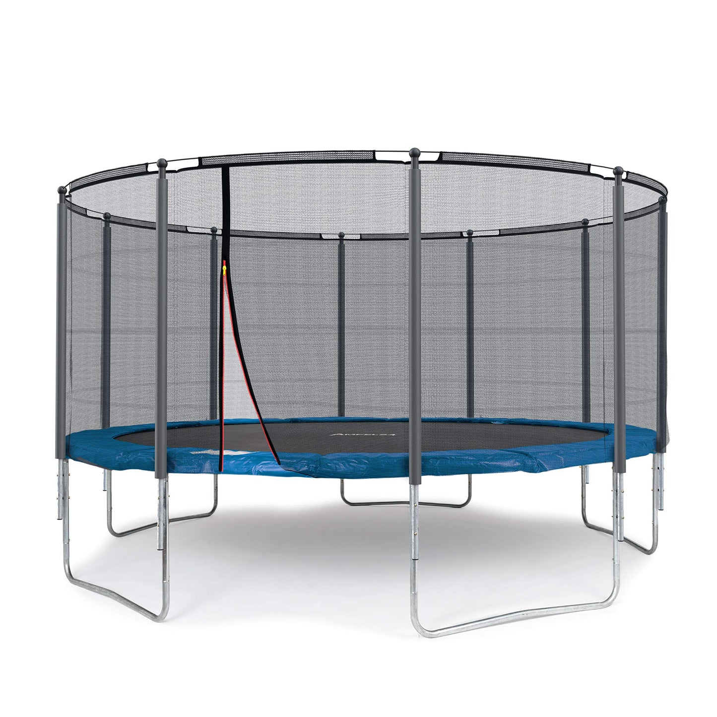 Ampel 24 Outdoor Trampolin Ø430 cm – GS-zertifiziert, Komplettset mit Randabdeckung & Sicherheitsnetz, 12 gepolsterte Stangen, 160 kg belastbar